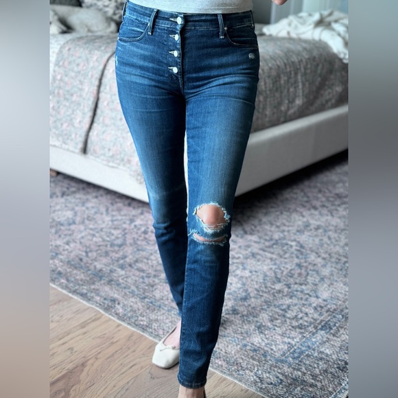 MOTHER The Pixie Skinny Button Fly Denim Jeans in Echoes Size 28 - Picture 2 of 8